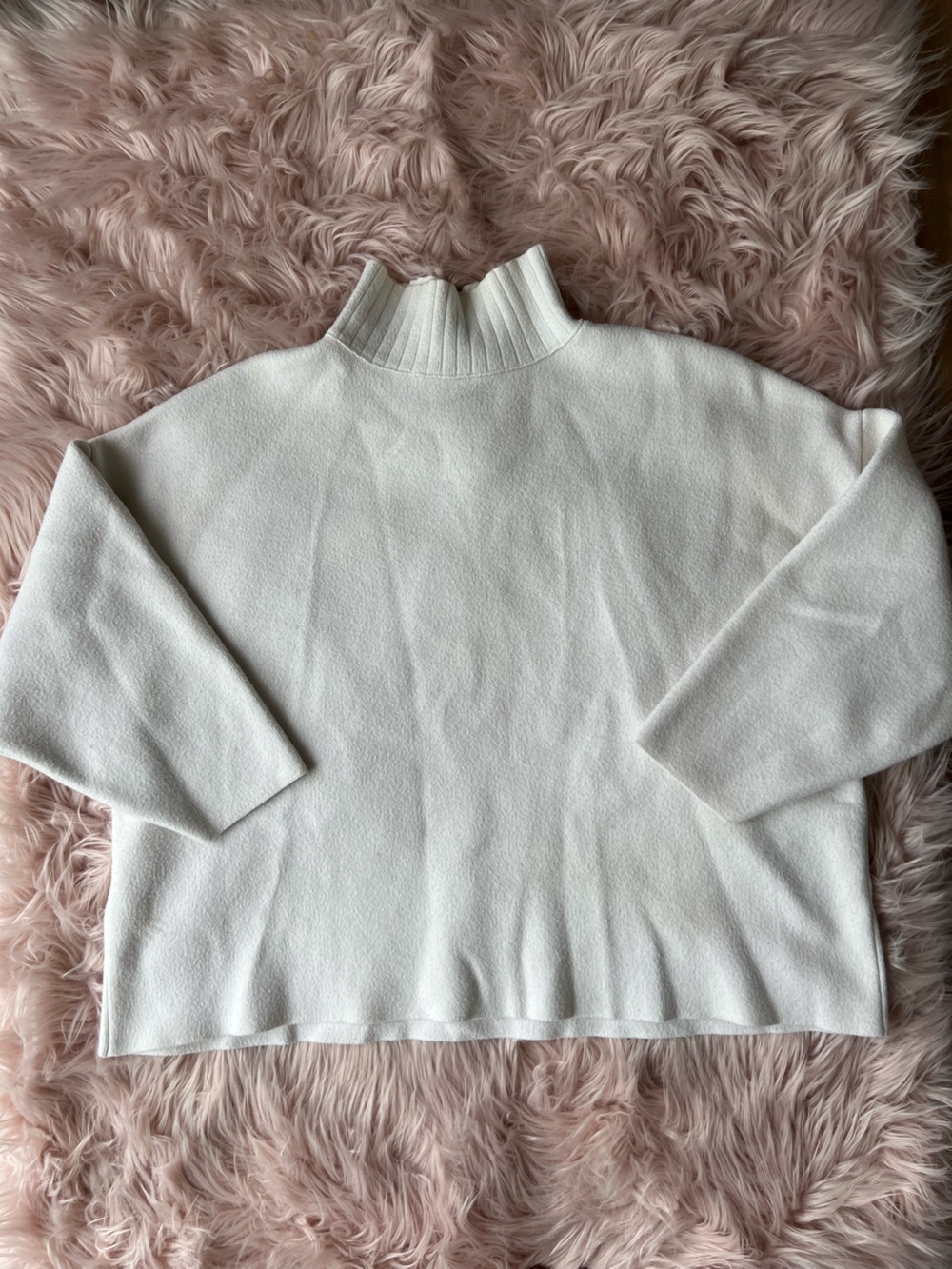 Zara Off-White Funnel Neck Sweater Oversized Small